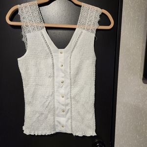 BNWT Lace top with smocked button (nonworking) front